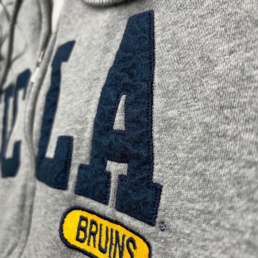 VTG‎ Jones & Mitchell UCLA Bruins Full Zip Hoodie Gray Felt Applique Medium